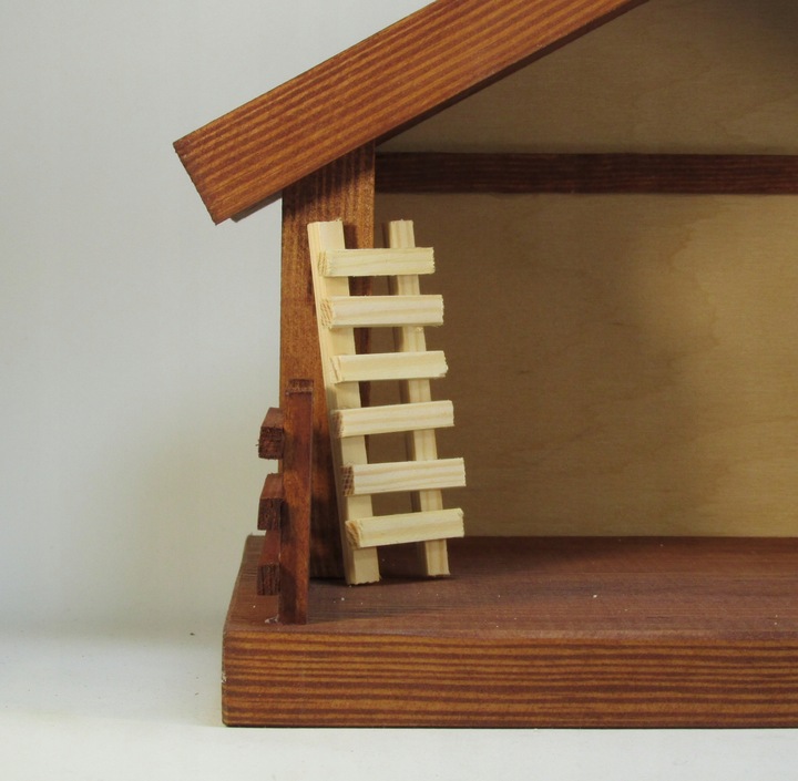 Szopka bożonarodzeniowa sosnowa +oświetlenie led brązowa