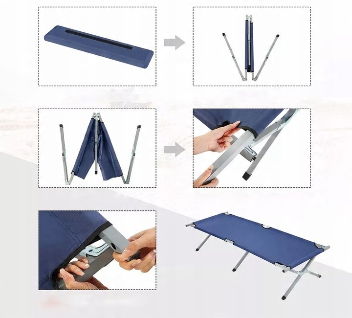 ŁÓŻKO SKŁADANE POLOWE TURYSTYCZNE KANADYJKA LEŻANKA 190cm STABILNE TORBA