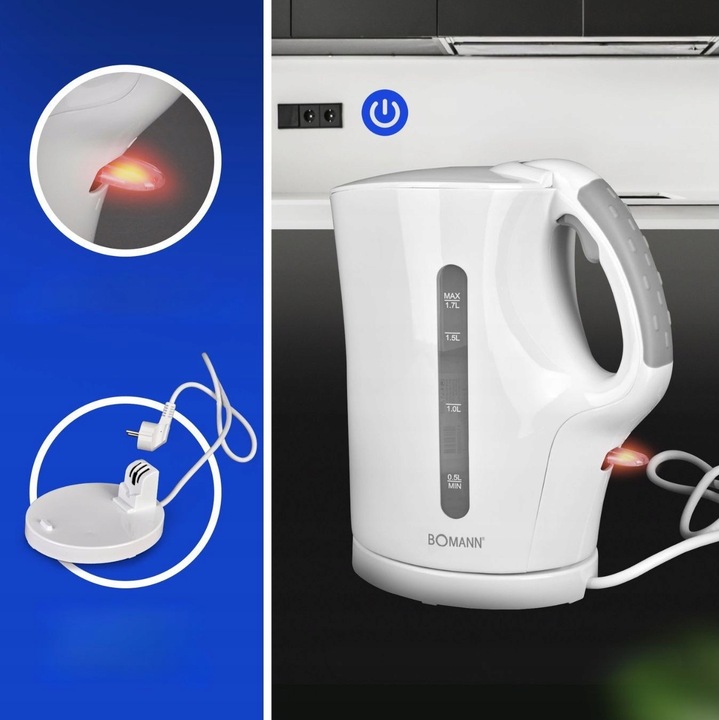 CZAJNIK ELEKTRYCZNY BEZPRZEWODOWY 1,7 L BOMANN WK 6079 CB (BIAŁY)