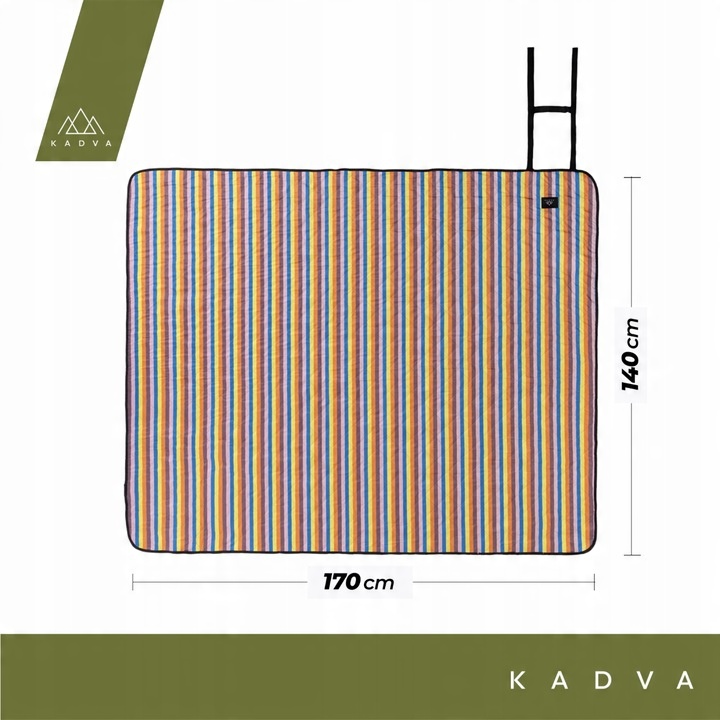 DUŻY Koc PIKNIKOWY turystyczny KADVA Rulo 140 x 170 cm PLAŻOWY na biwak