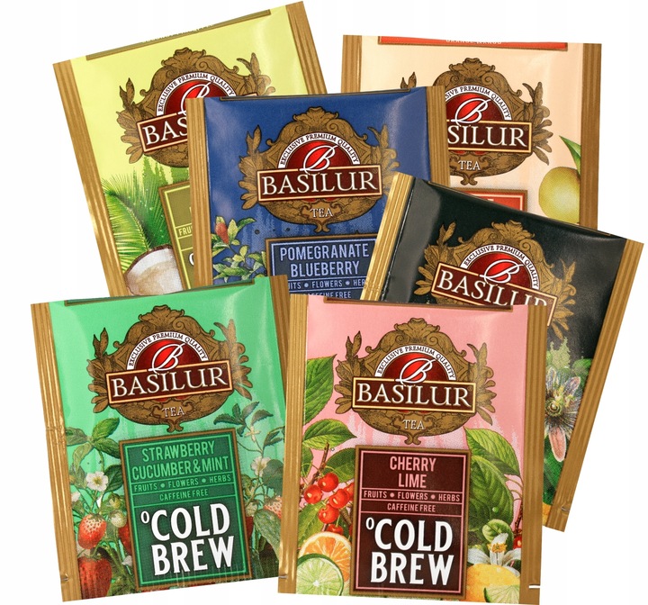 Basilur COLD BREW zestaw herbat bez kofeiny 6 SMAKÓW OWOCOWYCH - 60 KOPERT