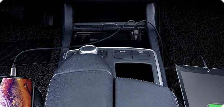 BASEUS SZYBKA ŁADOWARKA SAMOCHODOWA DO TELEFONU 45W 2x USB 6A QC 3.0 AFC