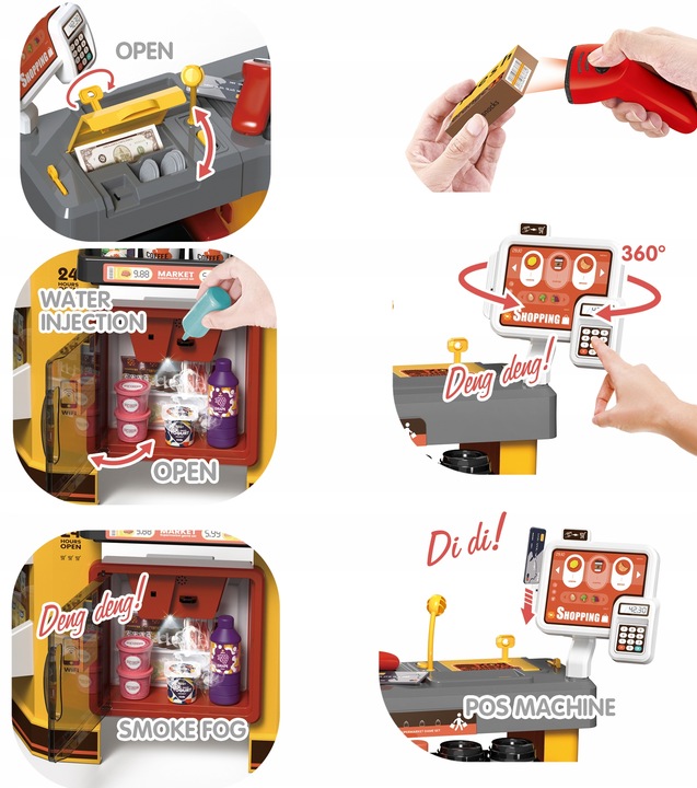 SUPERMARKET SKLEP dla Dzieci PARA Lodówka WIFI KOSZYK OBROTOWA KASA MATADI