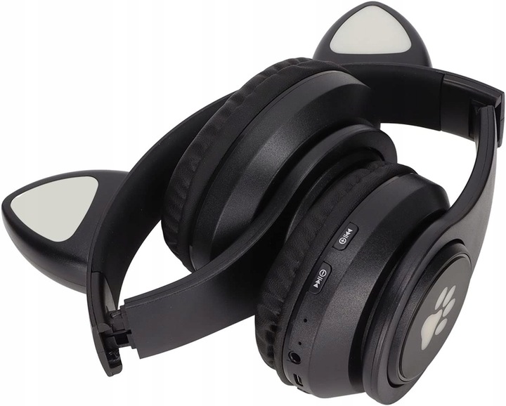 SŁUCHAWKI BEZPRZEWODOWE Z MIKROFONEM KOLOROWE KOCIE USZY LED DLA DZIECI