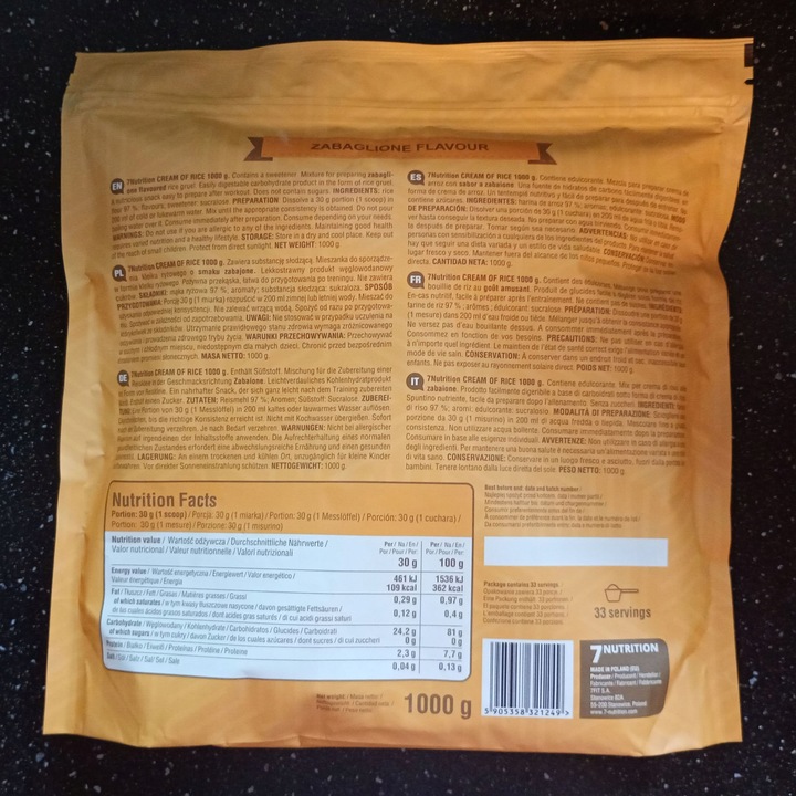 7NUTRITION Kleik bez cukru Zamiast posiłku Zdrowa przekąska Zabaglione 2kg