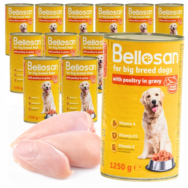 MOKRA KARMA PUSZKA Z KURCZAKIEM W SOSIE DLA PSA DUŻYCH RAS 12x1250G