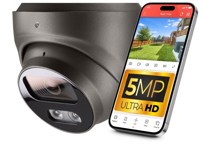 Kamera IP do Monitoringu PoE 5MPx 2.8mm + AUDIO, IP67 Kopułowa SZARA