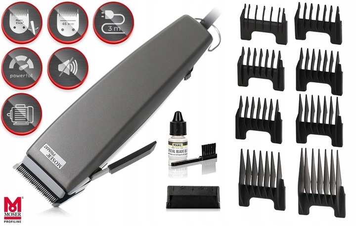 MASZYNKA DO WŁOSÓW MOSER PRIMAT TYTAN PRO 1230 STARBLADE 48mm + 8 NASADEK