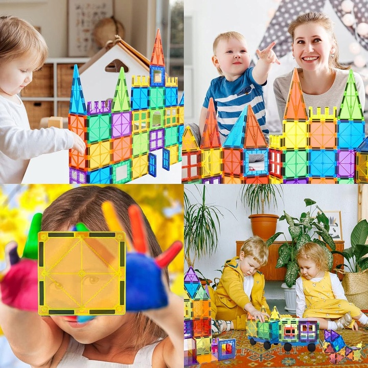 100 X KLOCKI MAGNETYCZNE DUŻE 3D MAGNETIC TILES KONSTRUKCYJNE ZESTAW DZIECI