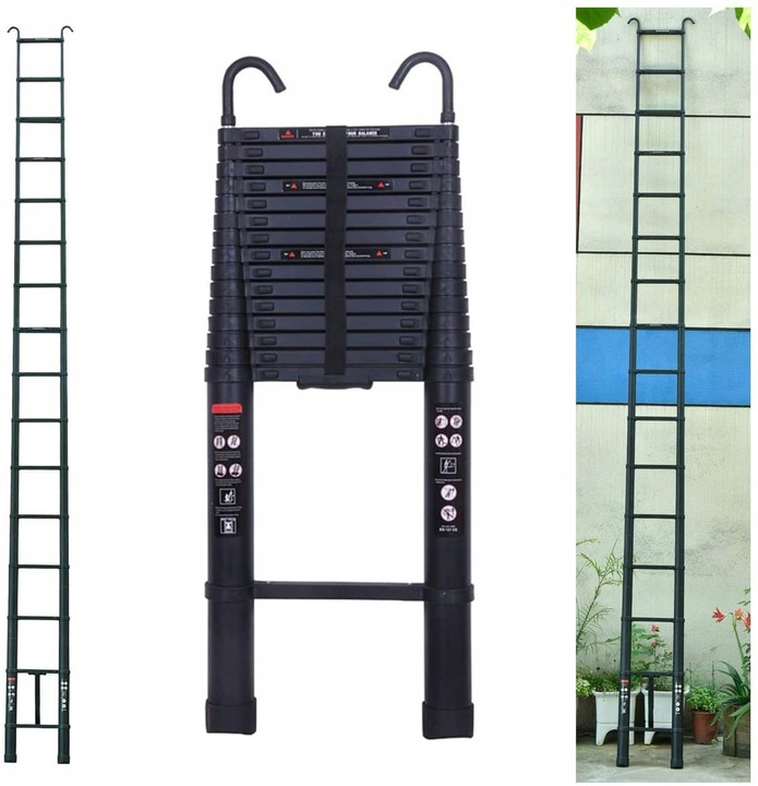 6,2 m Składana TELESKOPOWA DRABINA z wolnym hakiem