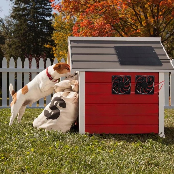 ZEWNĘTRZNY PANEL SOLARNY WENTYLATOR 10W PODWÓJNY WYDECH DO SZKLARNI KURNIKA