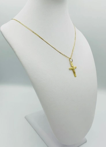 ZŁOTY ŁAŃCUSZEK 585 Krzyżyk KOMUNIA CHRZEST