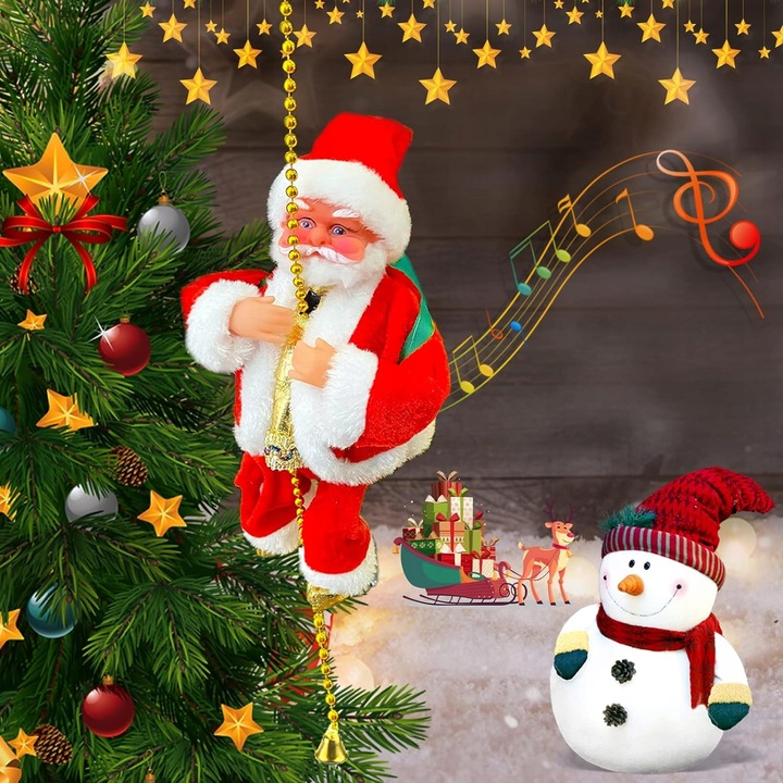 MIKOŁAJ WSPINAJĄCY SIĘ NA LINIE 100CM MELODYJKA NA PREZENT ŚWIĘTA WCHODZĄCY