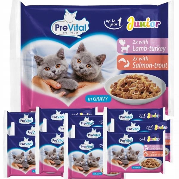 KARMA MOKRA DLA KOTA PREVITAL JUNIOR 52 X 100G SASZETKI DLA KOCIĄT MIX