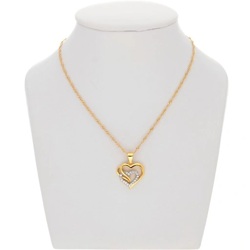 Złoty Łańcuszek 925 Serce Kolczyki Komplet