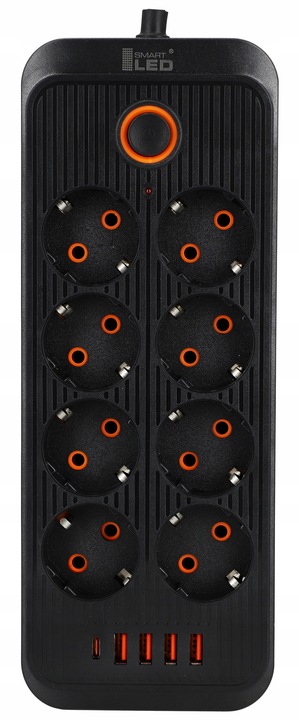 Przedłużacz Listwa Zasilająca Sieciowa 2M 8 Gniazd 230V + 4X USB Ładowarka