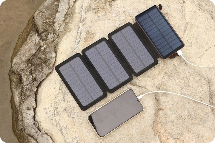 WEBSKI POWERBANK SOLARNY MOCNE 4 PANELE SOLARNE POJEMNOŚĆ 20000MAH USB-C