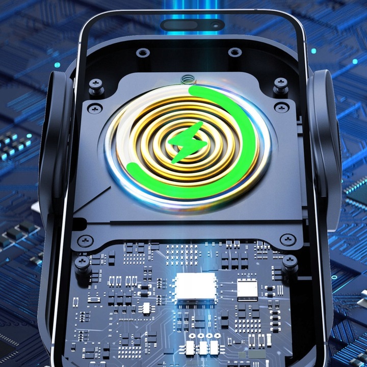 UCHWYT SAMOCHODOWY Z ŁADOWARKĄ INDUKCYJNĄ 15W DO TELEFONU +KABEL ŁADOWANIEM