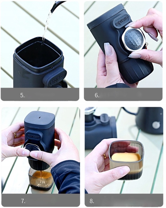 Przenośny ręcznie prasowany ekspres do kawy na zewnątrz