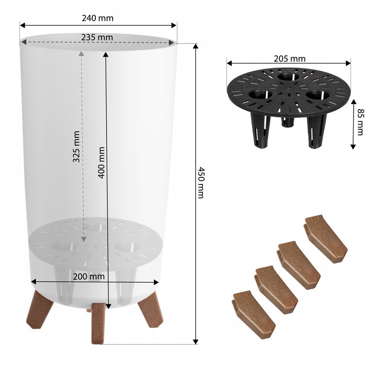 DONICA DONICZKA WYSOKA KWIETNIK STOJĄCY NA NÓŻKACH DO DOMU OGRODOWA BIAŁA