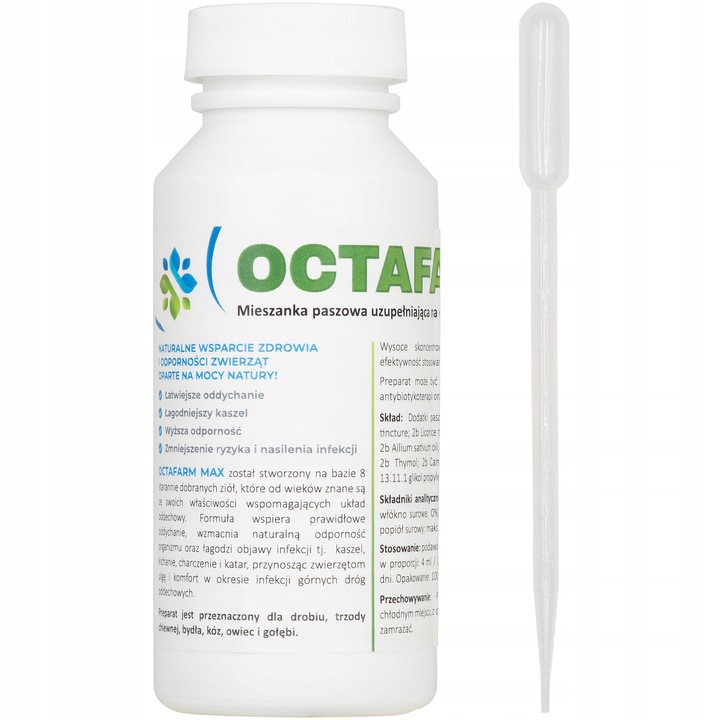 OCTAFARM MAX 100 ml na kaszel kichanie charczenie katar u kur + pipeta 5ml