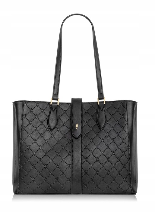 OCHNIK Czarna torebka damska z monogramem TOREC-0831A-98(Z25)