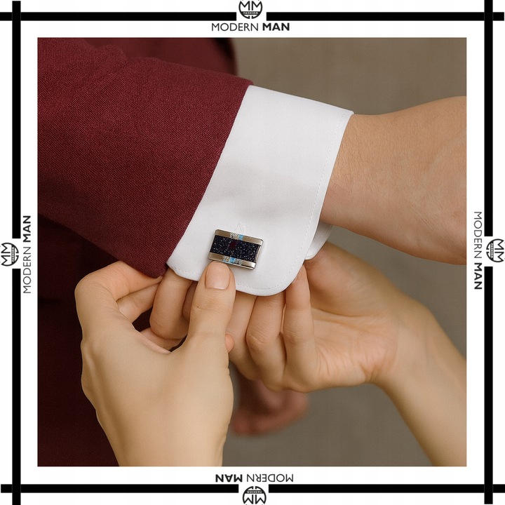 SPINKI DO MANKIETÓW MĘSKIE SREBRNE DO KOSZULI ELEGANCKIE PUDEŁKO PREZENT