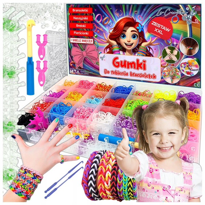GUMKI DO ROBIENIA BRANSOLETEK DUŻY ZESTAW 6800 ELEMENTÓW XXL DLA DZIECKA HQ