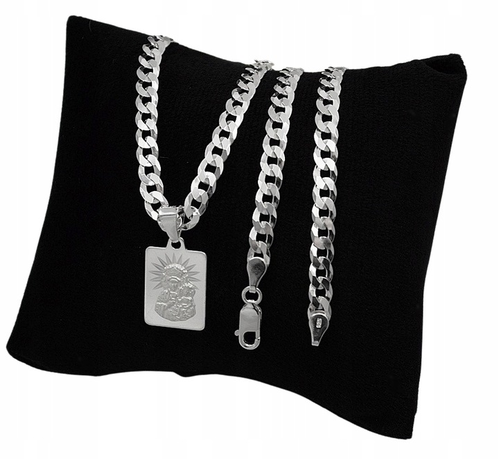 Łańcuszek Srebrny Męski Pancerka 5,00 mm z Medalikiem pr 925 Grawer Gratis