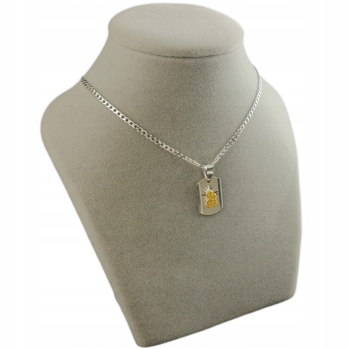 SREBRNY ŁAŃCUSZEK KOMUNIJNY Z MEDALIKIEM SREBRO 925 KOMUNIA CHRZEST GRAWER