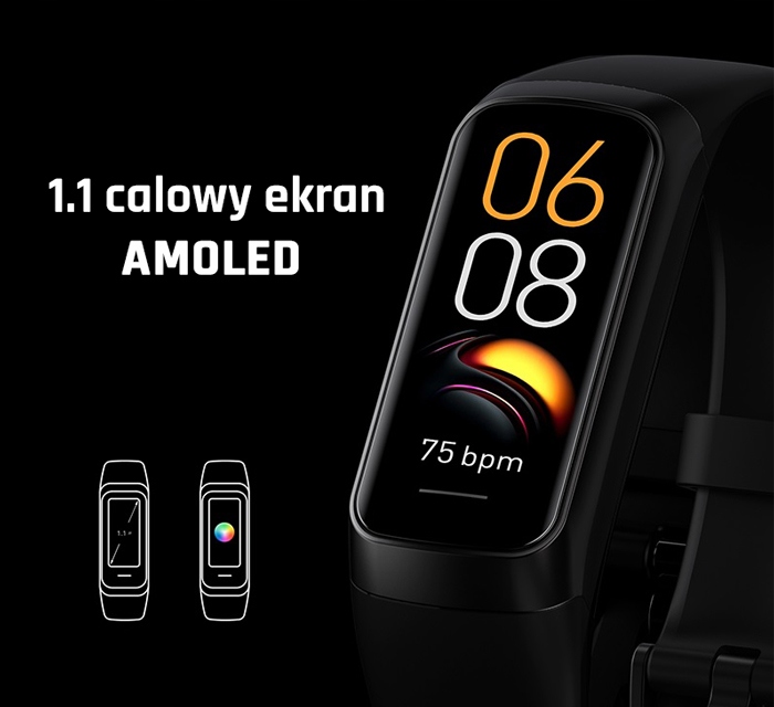 SMARTWATCH ZEGAREK SMARTBAND DAMSKI AMOLED PL PULS SPORT KROKOMIERZ