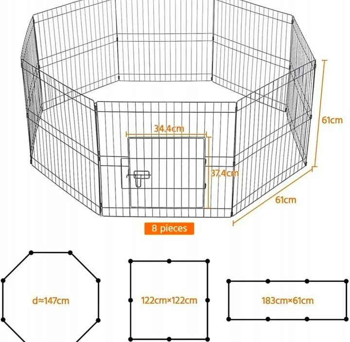 Kojec Klatka Modułowa Dla Psa Kota Królika Wybieg Zagroda Składana 61X61 cm