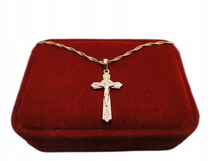 Złoty łańcuszek stal chirurgiczna z krzyżykiem