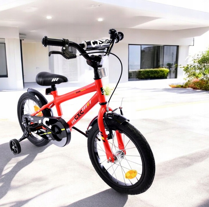 ROWER DZIECIĘCY CZERWONY LEKKA RAMA BOCZNE KÓŁKA ODBLASKI ROWEREK 16 CALI