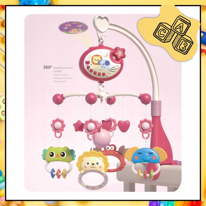 KARUZELKA DO ŁÓŻECZKA POZYTYWKA PROJEKTOR REGULACJA GŁOŚNOŚCI + PILOT