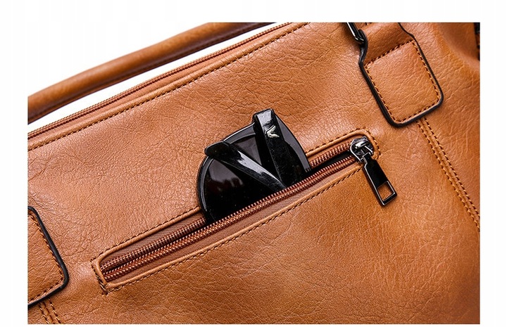 TOREBKA WOREK NA RAMIĘ brąz czarna SHOPPER DO RĘKI pasek jakość