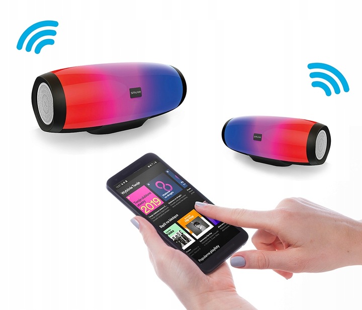 Głośnik Bluetooth Bezprzewodowy SMUVE Aura TWS USB FM XBass + LCD RGB
