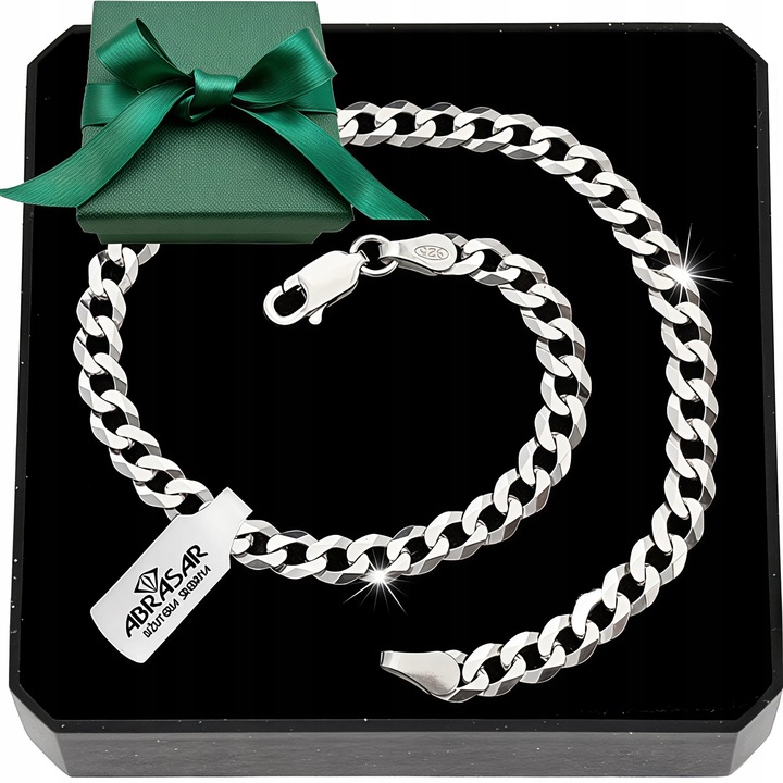 SREBRNA MĘSKA BRANSOLETKA PANCERKA 4.5mm SREBRO PEŁNE DIAMENTOWANE