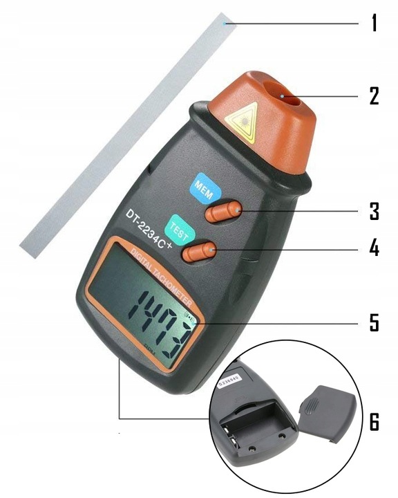 Tachometr laserowy miernik obrotów obrotomierz LCD