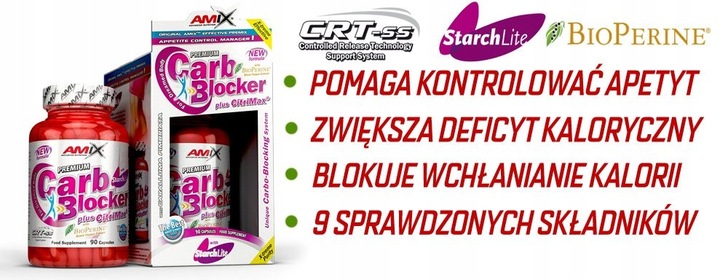 BLOKER KALORII, SPALACZ TŁUSZCZU - Amix Carb blocker tabletki odchudzanie