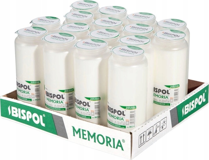 Wkłady do zniczy olejowe całoroczne Bispol 6 dni wysokość 17,5 cm - 16 szt