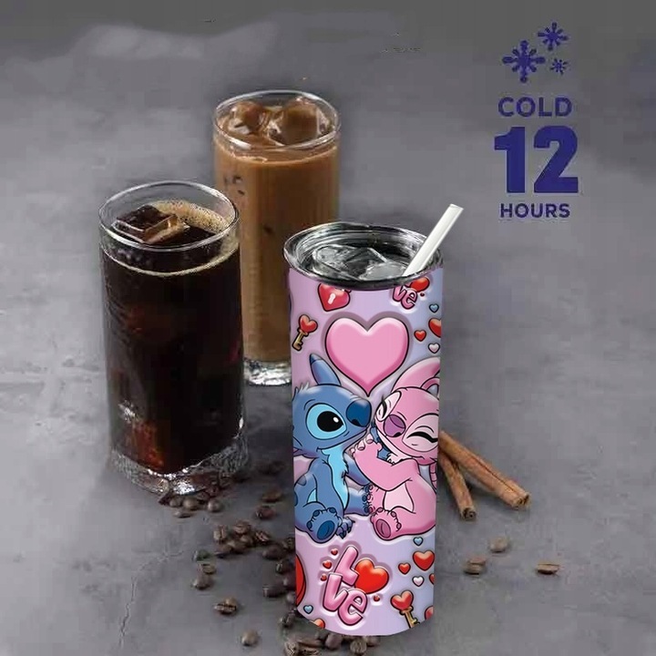 Butelka na Wodę ze Stali Nierdzewnej z Motywem Stitch i Aniołek 20oz