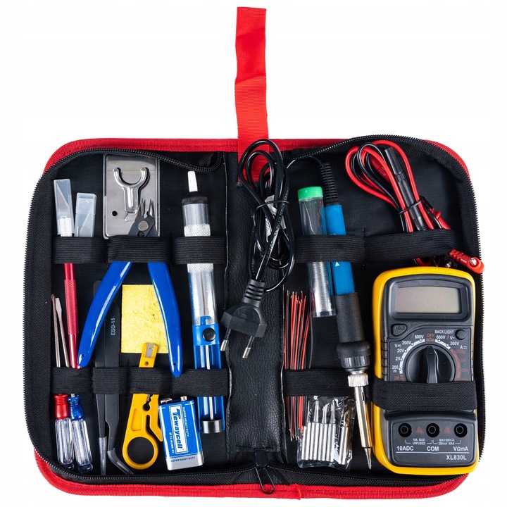 Lutownica ZESTAW NARZĘDZI DO LUTOWANIA 40 ELEMENTÓW MULTIMETR 6 GROTÓW CYNA
