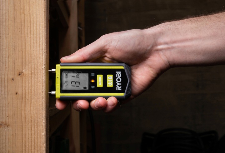 RYOBI MIERNIK WILGOTNOŚCI WILGOTNOŚCIOMIERZ DREWNA BETONU LED RBPINMM1