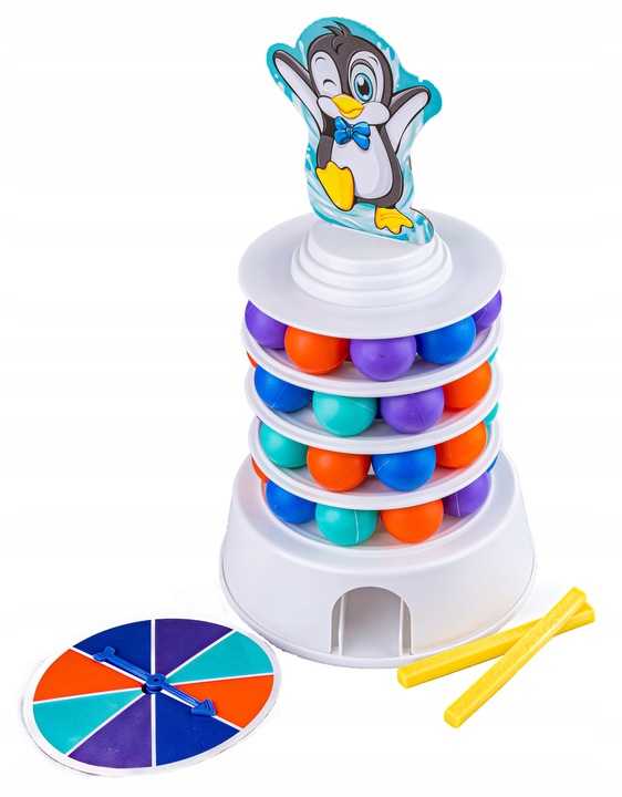 GRA ZRĘCZNOŚCIOWA PINGWIN NA WIEŻY Bierki Piłeczki