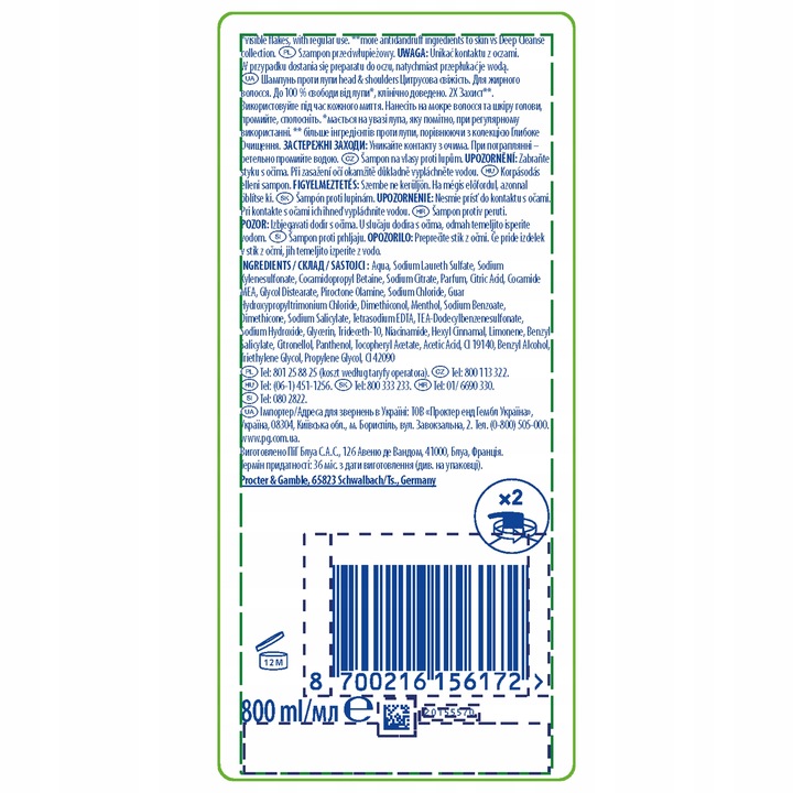 Head & Shoulders Citrus Fresh Przeciwłupieżowy szampon do włosów 800ml