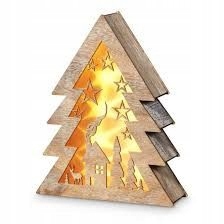 CHOINKA DREWNIANA las 10led 34cm TIMER BRĄZOWA