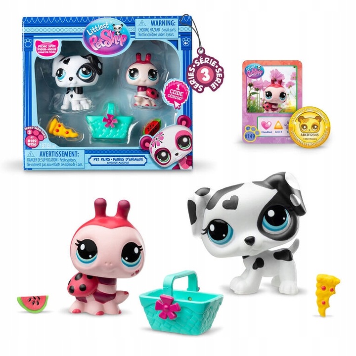 LITTLEST PET SHOP S.3 ZESTAW 2 figurki #149 Dalmatyńczyk #156 Biedronka