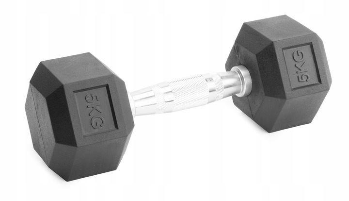 Hantle stałe 2x5kg żeliwne gumowane ZESTAW 10kg HEX do treningu SOLIDNE