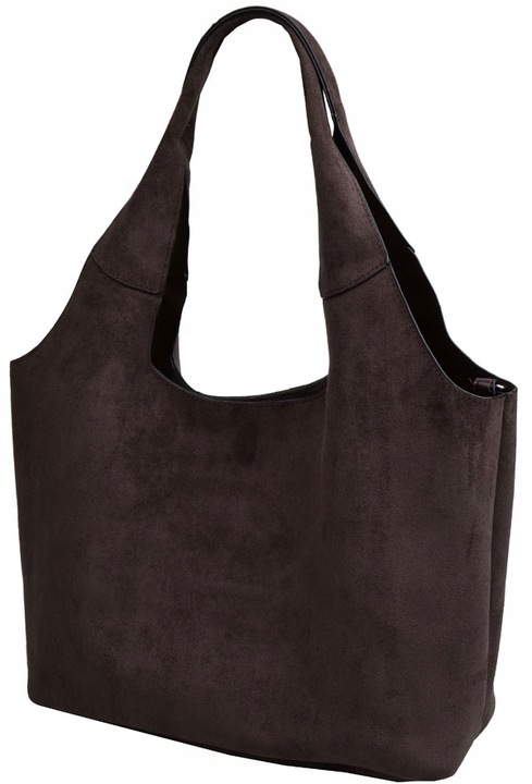 DELAURE TOREBKA damska SHOPPER A4 CASUAL ZAMSZ ciemna czekolada